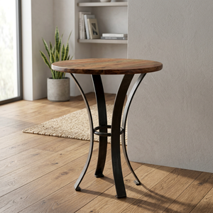 Durable <b>Round</b> Wooden Coffee <b>Table</b> with Metal Base Movable <b>Side</b> <b>Table</b> Modern Living Room Furniture - Product Image 4