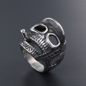 Men's Vintage Skull Hat <b>Ring</b> <b>Titanium</b> Steel Smoking Ghost Head Jewelry Gift SA384 - Product Image 2