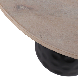Tavolino Moderno Rotondo in Legno con Base Martellata, Stile Rustico, per Soggiorno o Camera da Letto - Product Image 5