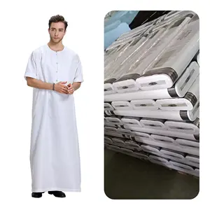 China Thobe Fabric 100 % Cotton Suit Fabric 100% Spun Polyester Microfiber Man Arab Robe Thobe Fabric