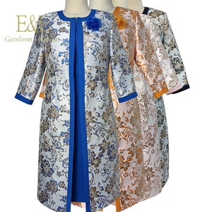 Plus Size 2-Piece Formal African Church Dress Suits Set for Women with Long <b>Jacket</b> and Button Detail - Product Image 2