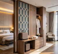 Armoire de rangement minimaliste personnalisée pour hôtel avec porte-manteau intégré et espace de rangement