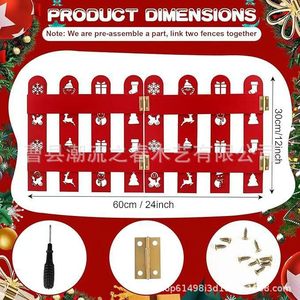 Cross-<b>border</b> solid wood Christmas decorative <b>fence</b>, foldable outdoor Christmas tree apron, festive red <b>fence</b>, snowflake <b>fence</b> - Product Image 4