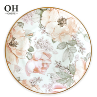 Service de vaisselle en porcelaine fine, assiettes à fleurs roses, service de dîner de luxe pour mariage, location de vaisselle pour événements