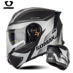 Casques de moto DOT&ECE les plus récents, double visière, rabattable, avec grand spoiler, modulable, Capacates SOMAN SM965 - Product Image 1