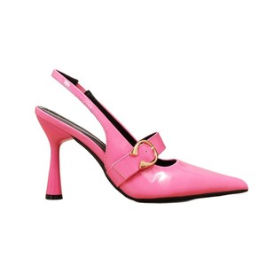 Sandali da donna in pelle verniciata con tacco e fibbia in metallo, modello europeo, eleganti e raffinati, con punta aperta e schiena scoperta, per il commercio transfrontaliero - Product Image 5