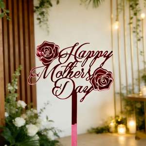 Decoración Floral de Acrílico para Pastel del Día de la Madre, Letras de Feliz Día de la Madre, Letreros para Cupcakes, Pastelería, Mesa de Postres, Decoración para Celebraciones en Casa - Product Image 1