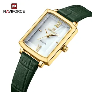 NAVIFORCE 5039新品牌手表防水矩形石英女士手表皮革简约女士手表日本运动