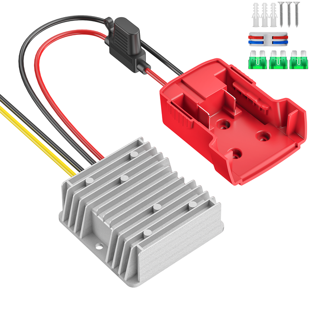 Power-Wheel Adapter 18V Li-ion Battery Converter Compatible with Milwaukee 18V Battery to 12V 15A for DIY Various Toys