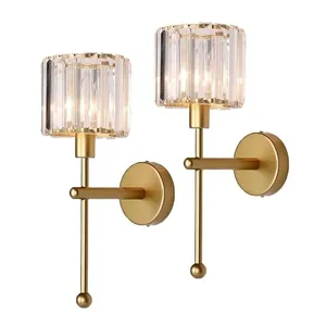 Appliques murales à piles non câblées Fixation en verre LED sans fil Télécommande Aucun fil requis Abat-jour en cristal Applique <span class=keywords><strong>murale</strong></span> - Product Image 1