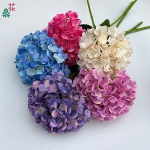 Fleur artificielle d'hortensia frais en soie, branche unique, gaufrée, pour décoration de mariage - Product Image 1