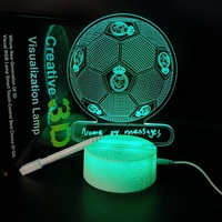 Tablero de mensajes borrable de alta calidad, luces nocturnas, producto caliente 2024, regalos para fanáticos del fútbol, lámpara de ilusión 3D con bases de grietas de bolígrafo