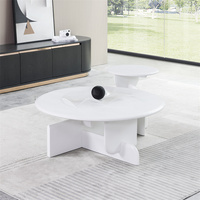 Style nordique placage de bois de chêne noir Table basse ronde ensembles de Table basse en bois pour salon