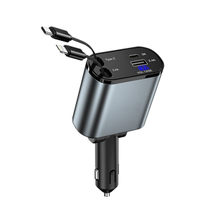 <span class=keywords><strong>Chargeur</strong></span> de station de téléphone de <span class=keywords><strong>voiture</strong></span> rétractable à charge rapide 120W <span class=keywords><strong>4</strong></span> en 1 Affichage numérique LED 2 câbles USB C 8 broches Adaptateur rapide PD - Product Image 4