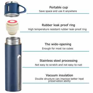 Perlengkapan Minuman Promosi 1 Buah Botol Termos Stainless Steel dengan 3 Termos Baja untuk Kopi Tomatodos Basos Termo Trio - Product Image 3