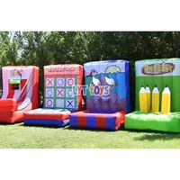 Jeu de Carnaval Gonflable Portable 4-en-1 avec Panier de Basketball pour Fêtes et Événements Extérieurs, Idéal pour la Location et le Jeu en Plein Air