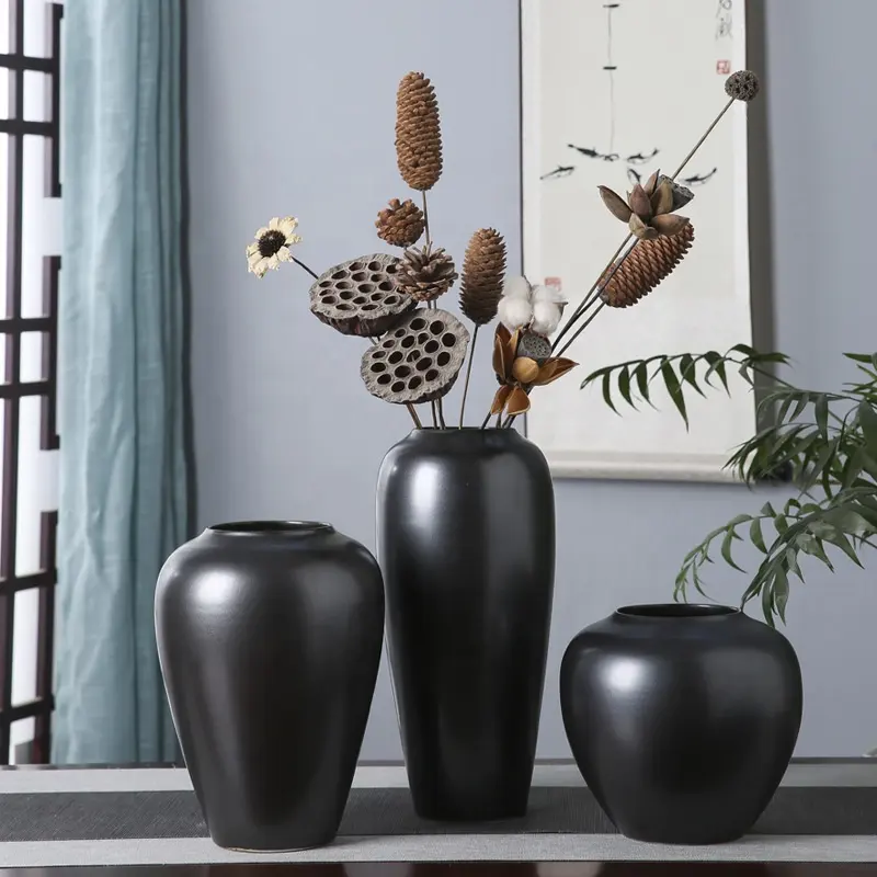 Pièce maîtresse esthétique cercle de jardin en grès Grand Vase en céramique Unique pour centre de table fleurs