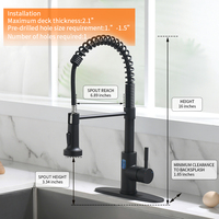 Robinet de cuisine intelligent WANFAN avec éclairage LED, mitigeur de robinet d'eau, robinet d'évier de cuisine avec ressort et douchette extractible 1079