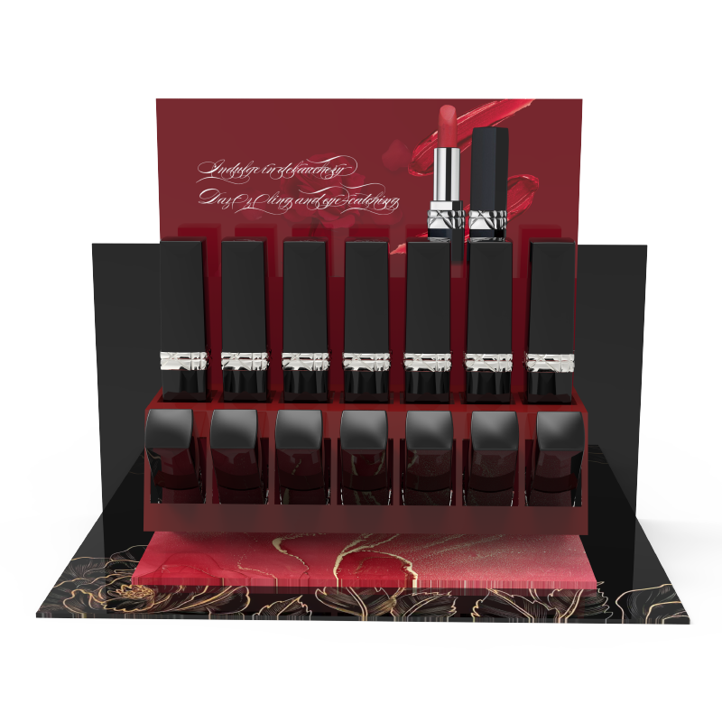 Customizable Acrylic Tabletop Display Rack for Lipstick Cosmetics Counter Display Type for Shopping Malls and Cosmetics Stores