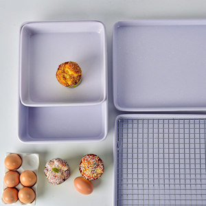 Light Purple Cake Baking Pan Set 4 Pieces Carbon Steel Non-Stick Reusable Bakeware - Product Image 3