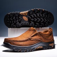 Chaussures de trekking en cuir véritable avec design perforé pour une respirabilité optimale, détails cousus à la main, semelle plateforme pour une hauteur accrue, faciles à enfiler