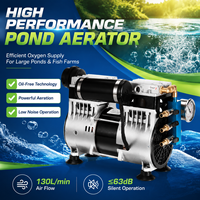 Aérateur de bassin sans huile 130L/min Compresseur d'air d'aération 6 diffuseurs pour bassin à poissons jusqu'à 3 acres 220V Faible bruit Aquaculture CE