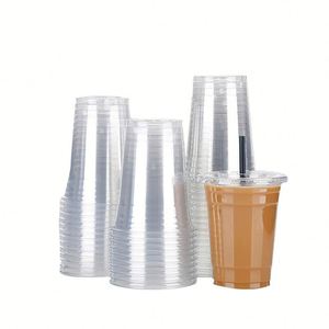 Vasos PET Transparentes de Fondo Plano de 98 mm, Desechables, Ecológicos, para Bebidas Frías, Té de Burbujas, Café, Personalizables, en Tamaños de 12oz/14oz/16oz/18oz/20oz/24oz - Product Image 1