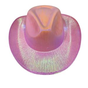 Sombrero Vaquero Holográfico Iridiscente Personalizable con Imagen Metálica Disco para Viajes, Fiestas, Festivales de Música, Halloween y Eventos de Cosplay - Product Image 4