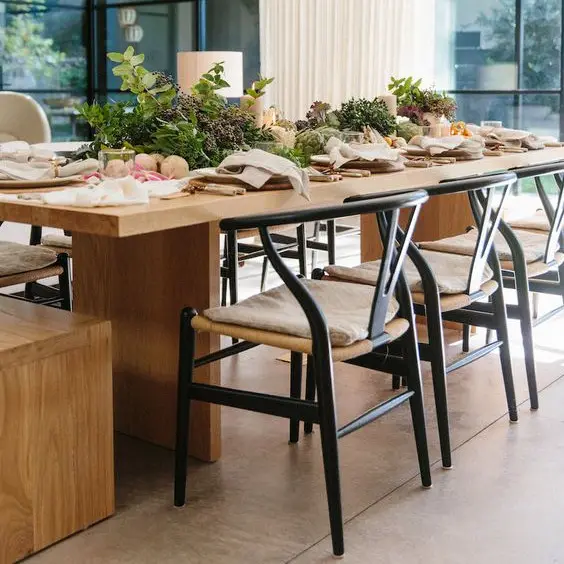 Cadeira de jantar de madeira, popular, moderna, loja de café, restaurante, móveis, wishbone