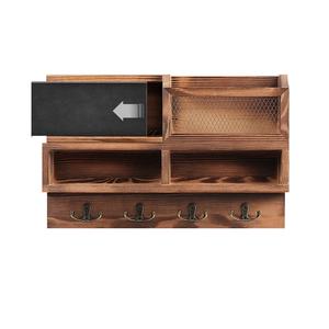 Organisateur de clés <span class=keywords><strong>en</strong></span> bois avec <span class=keywords><strong>tableau</strong></span> noir, crochets doubles, étagère murale <span class=keywords><strong>pour</strong></span> entrée, rangement, décoration de bureau à domicile - Product Image 1