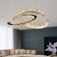 Lustre en cristal double C pour chambre à coucher, salon, suspension à LED, brillant exquis pour hôtel et restaurant