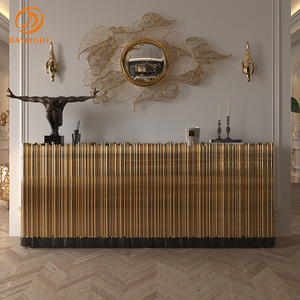 Aparador de Comedor Symphony de Acero Inoxidable y Mármol, Estilo Italiano, Gabinetes Laterales Dorados, Aparador Moderno de Lujo - Product Image 1