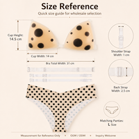 Ensemble soutien-gorge adhésif en silicone à pois et culotte bikini sans couture pour les vendeurs de boutiques avec support d'emballage personnalisé avec logo