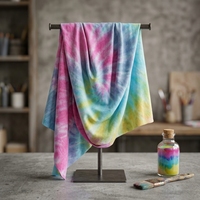 Tissu en rayonne tricoté tie-dye 170 g/m² 160 cm, tissu extensible 30'S R+40D Spandex pour robe et chemisier femme