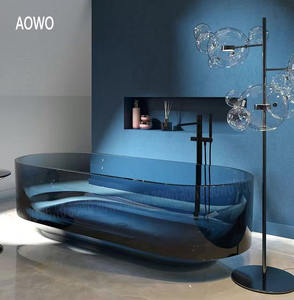 <span class=keywords><strong>Bañera</strong></span> de hotel de piedra sólida de color rosa, <span class=keywords><strong>bañera</strong></span> de hidromasaje de inmersión de alta calidad, grifo de resina transparente con escurridor - Product Image 4