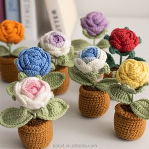 Nuevas Flores Tejidas a Mano de Moda, Rosa, Tulipán, Margarita, Planta en Maceta de Ganchillo para el Día de San Valentín, Día de la Madre, Navidad, Acción de Gracias - Product Image 3