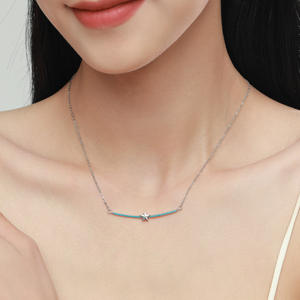 Ensemble de bijoux délicats en argent sterling 925 avec turquoise synthétique, comprenant un collier étoile, des boucles d'oreilles créoles et une bague, 3 pièces pour femmes - Product Image 5