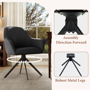 Silla de Comedor Giratoria Reclinable de Cuero PU Moderna con Diseño Ergonómico y Patas de Metal Resistentes para Comedor y Oficina - Product Image 4