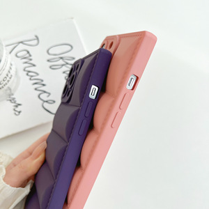 Puffer trường hợp thời trang màu rắn xuống áo khoác vải hình dạng xuống cảm ứng mềm mại điện thoại di động trường hợp đối với <span class=keywords><strong>iPhone</strong></span> 15 14 13 12 11pro XR XS 7 - Product Image 4