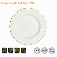 Plato de Porcelana Senny de 22.5cm, Esmaltado, Extra Grueso, Borde Enrollado, Color Blanco Crema, Venta al por Mayor de Fábrica para Cocina y Camping