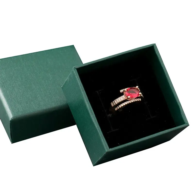 Jinksy Boîte à boucles d'oreilles vert foncé Boîte à bijoux pour collier Boîte à bagues pour bracelet en stock
