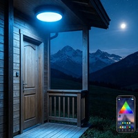Lumière de plafond extérieure étanche à détecteur de mouvement radar 18W avec télécommande, éclairage LED pour balcon, véranda, lumière murale en aluminium LED