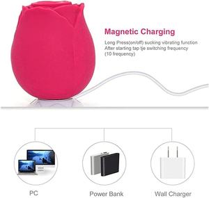Jouet rose en forme de rose rechargeable par USB pour femmes, lavable, étanche, avec 10 vitesses, jouets sexuels suceurs en forme de rose - Product Image 4