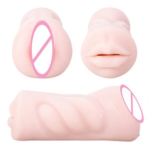 Aanpasbare Seksproducten Voor Mannen Voor Volwassenen, Twee Gaatjes Omgekeerde Mal Dubbelkops Licker Tpe Vagina Mond Masturbatie Apparatuur - Product Image 2
