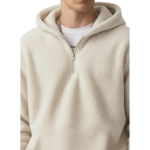 Sweat à capuche mi-zippé en polaire sherpa pour homme, doux, chaud, pull d'hiver, confortable, épais, décontracté, veste à capuche - Product Image 2