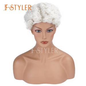 วิกผมหยิกสังเคราะห์สีขาวสำหรับ<span class=keywords><strong>ผู้หญิง</strong></span>วิก<span class=keywords><strong>ผม</strong></span><span class=keywords><strong>สั้น</strong></span>60S - Product Image 1