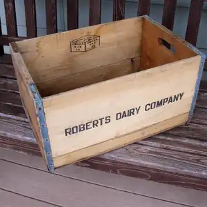 Vintage Roberts Dairy Milk wooden Crate wooden storage box crates wood boxes