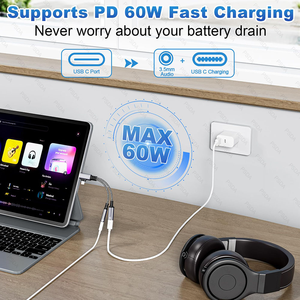 Adattatore USB-L USB-C a Jack per Cuffie da 3,5mm 2 in 2 da 14cm, Caricatore Rapido, Convertitore Aux per iPhone, Galaxy, iPad, Pixel - Product Image 4