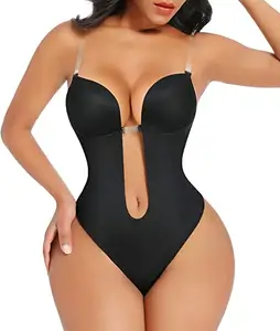 2023 Shapewear for Women Plus Size Backless Built-in Bra Body Shaper Seamless Faja with Open Crotch