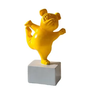 Figura de perro <span class=keywords><strong>bulldog</strong></span> francés, decoración hecha a mano, diseño moderno, personalizado, resina, yoga - Product Image 4